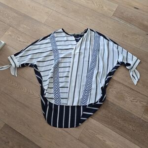 High Low Stripped Tunic - Blue and White